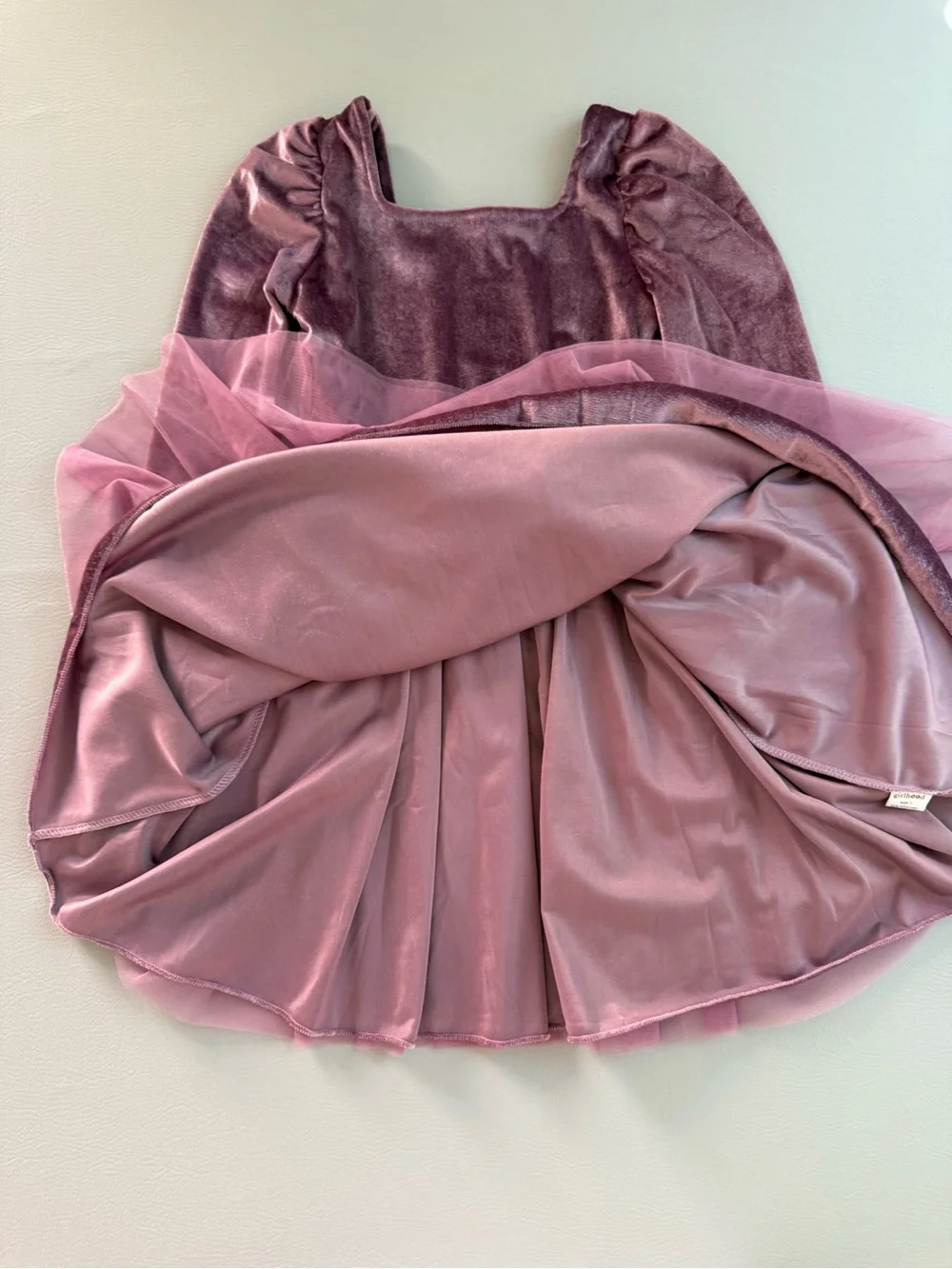 The Little Stocking Co Girls Purple Mauve Velvet Tulle Dress 7 Taylor Joelle